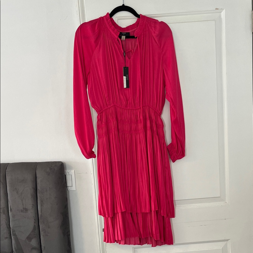 Tahari Bold Pink Long Sleeve Dress